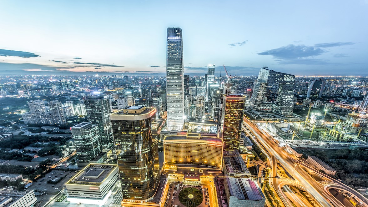 Beijing office amid skyline